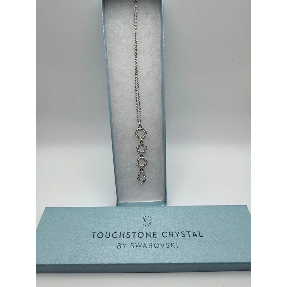 Touchstone Crystal by Swarovski Silver Tone Geometric Poly Pendant Necklace‎